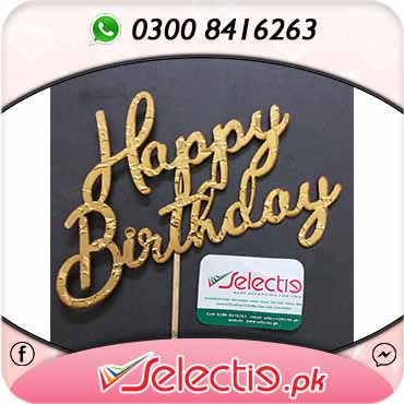 Happy Birthday Cake Label Standi Topper