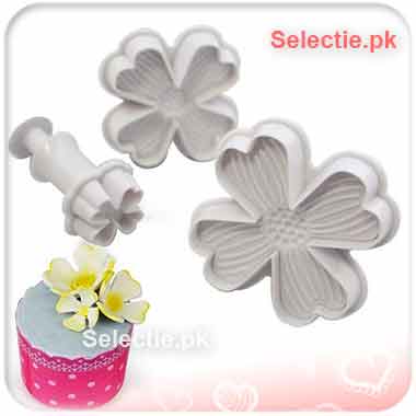 Dogwood Flower 4 Heart Petal Fondant Cookies Cake Plunger Cutter