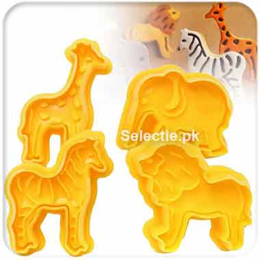 Zebra Elephant Lion Giraffe Zoo Animals Kids Cake Plunger Cutter